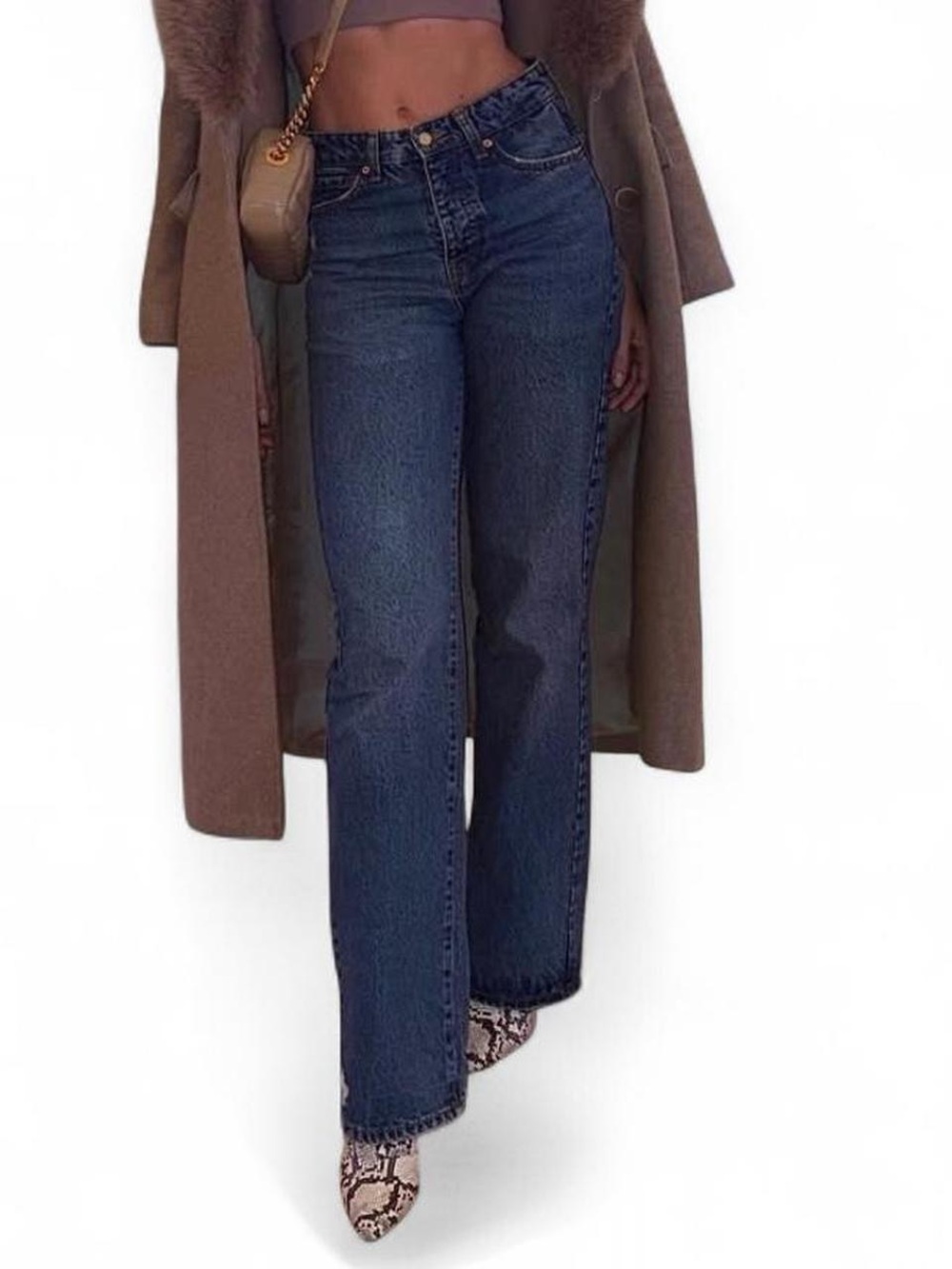 Zara Mid-Blue Straight Leg Full Length Z1975 High Waist Denim Pants w25 0 EU 32